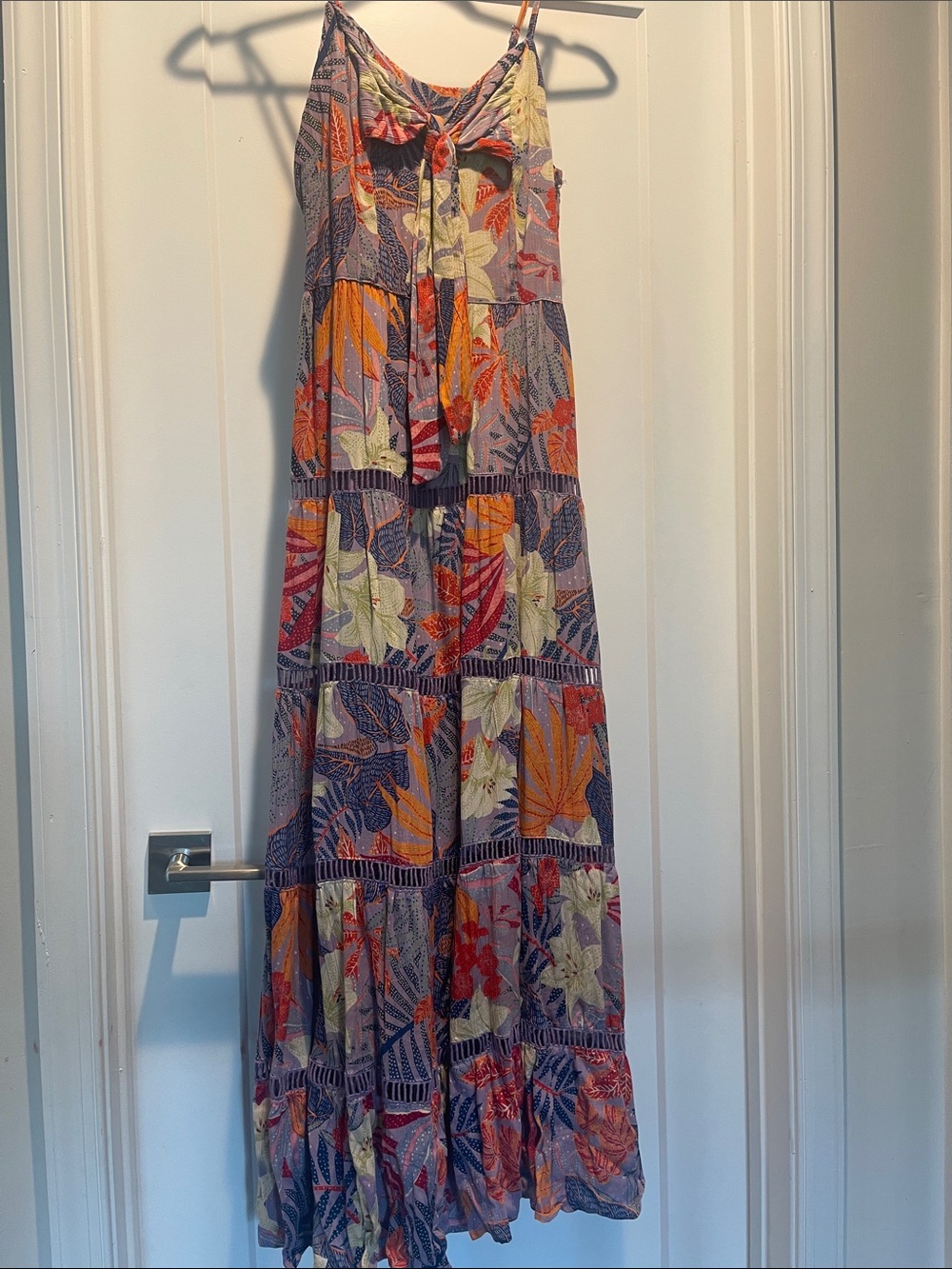 Angie Floral Maxi Dress in Orange, Blue, Yellow, Pink -flowy - tiered - -lined. - Picture 6 of 10